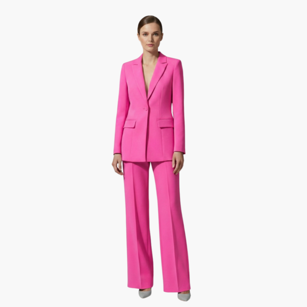 Women's Tailored Blazer Suit Set with Straight Leg Trousers - view 3