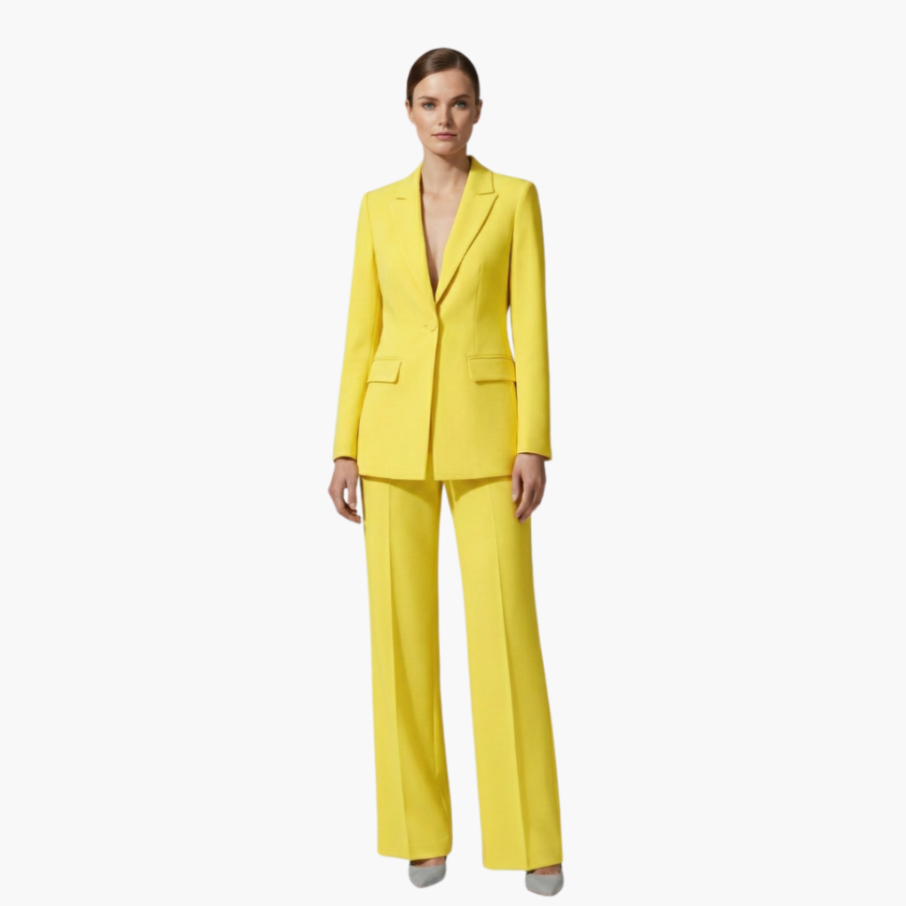 Women's Tailored Blazer Suit Set with Straight Leg Trousers - view 4
