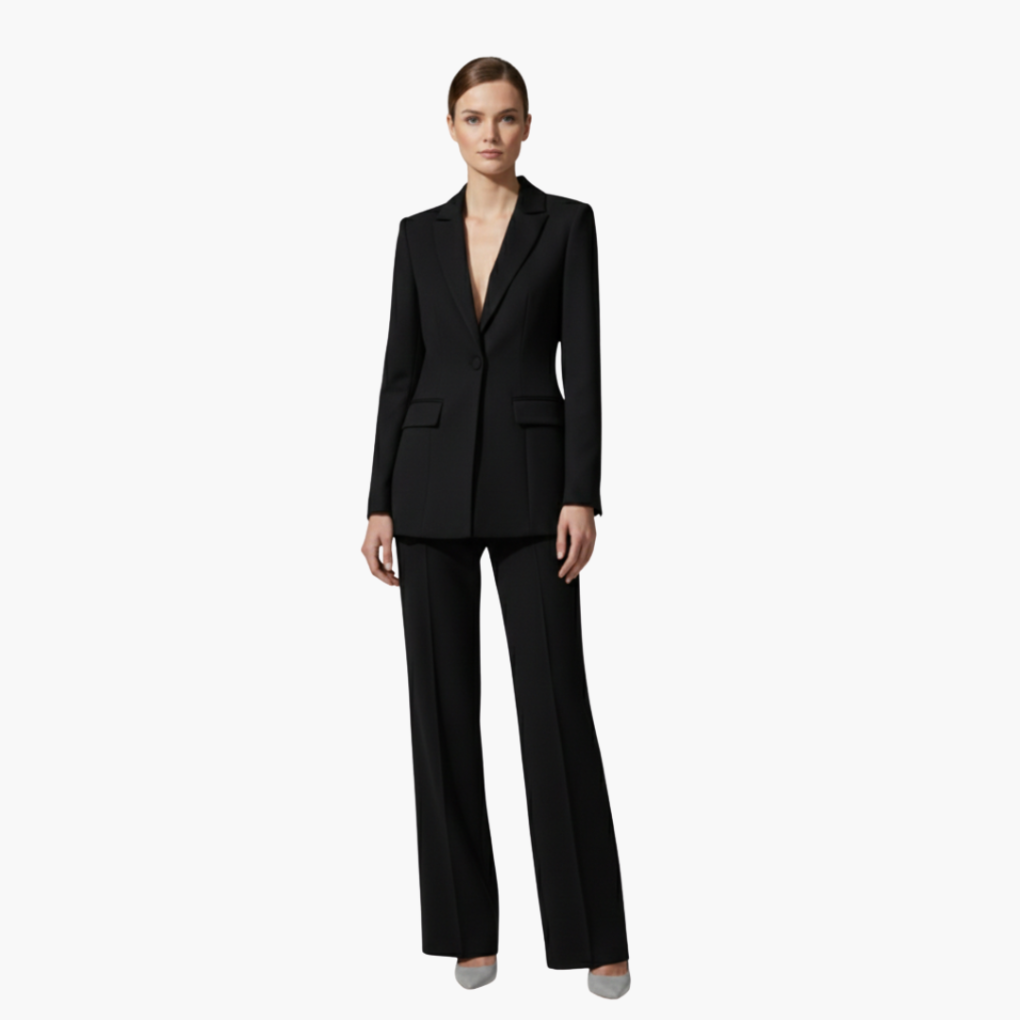Women's Tailored Blazer Suit Set with Straight Leg Trousers - view 8