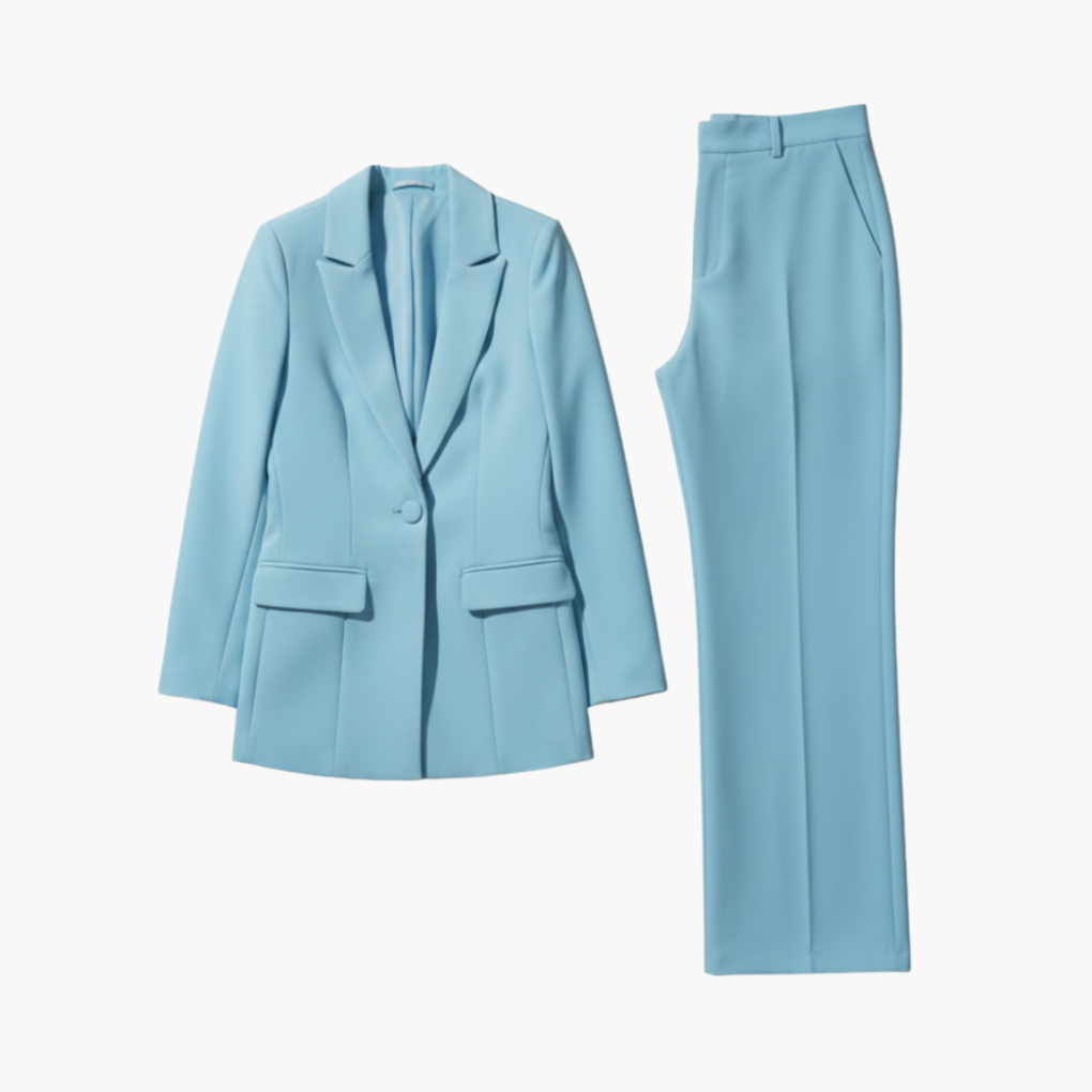 Women's Tailored Blazer Suit Set with Straight Leg Trousers - view 9