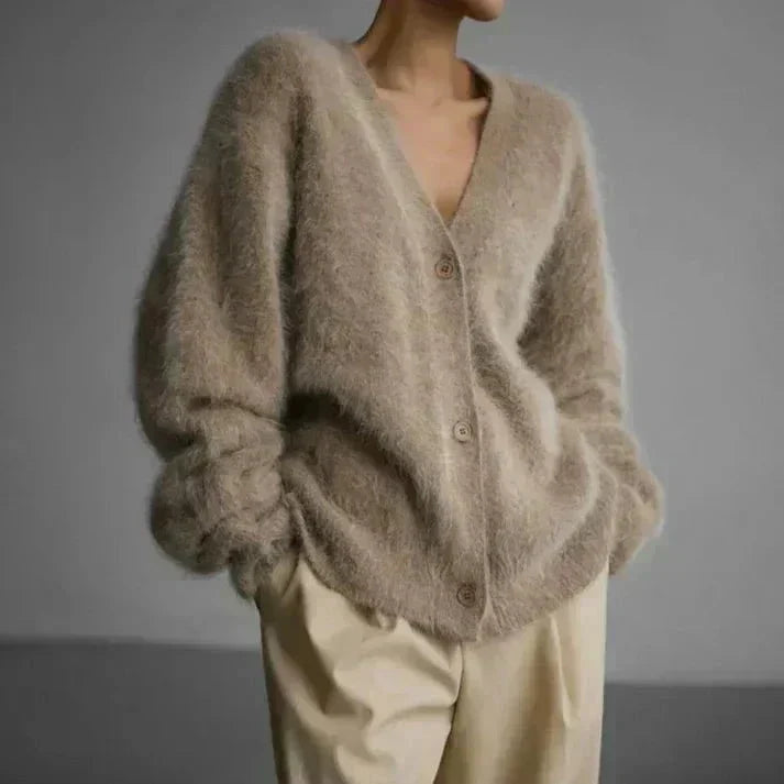 Women's V-Neck Knit Cardigan Button Front Long Sleeves - view 1