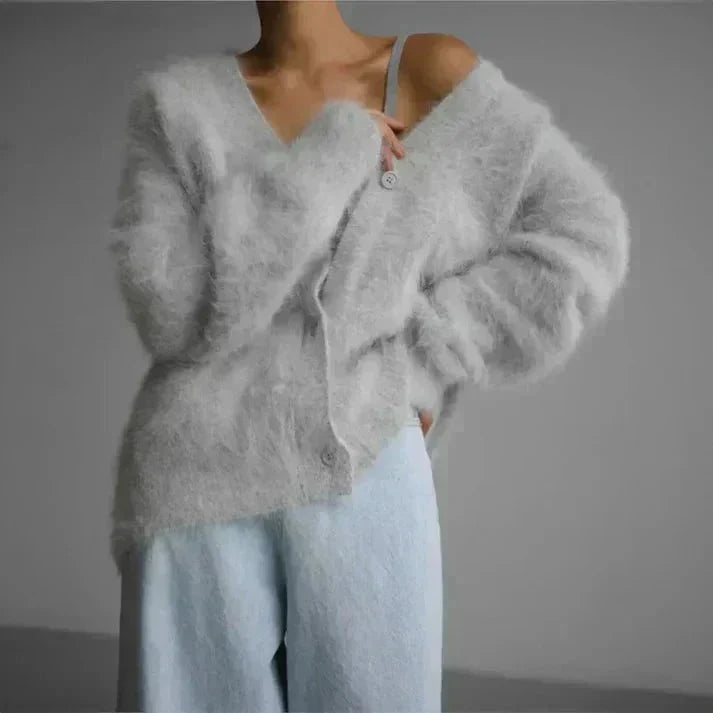 Women's V-Neck Knit Cardigan Button Front Long Sleeves - view 2