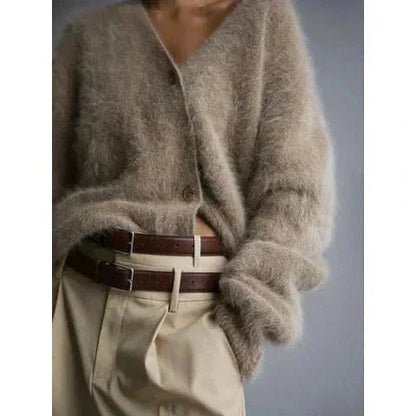 Women's V-Neck Knit Cardigan Button Front Long Sleeves - view 5