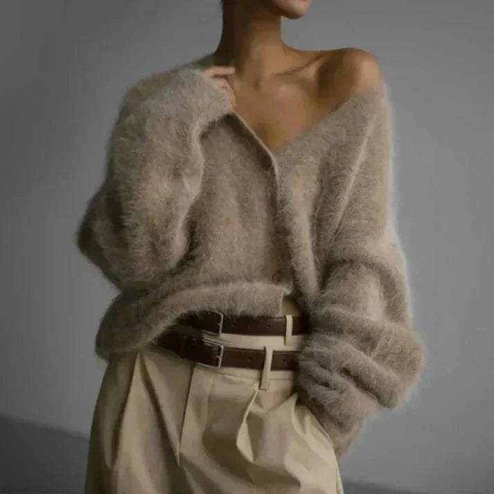 Women's V-Neck Knit Cardigan Button Front Long Sleeves - view 6