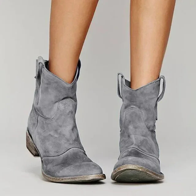 Women's vintage western ankle boots, back view